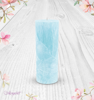 Svíčka Válec 2 (17 cm) – Azurová / Litsea Cubeba / Květinka